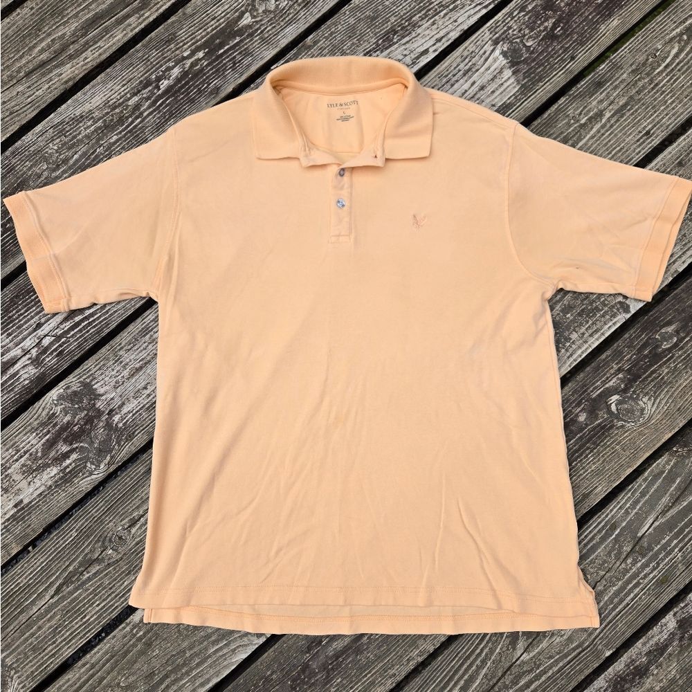 Lyle & Scott 100% Cotton Men's Peach Polo Shirt Size Large